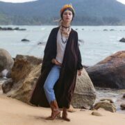 Silky Velvet Kimono Duster – Garnet Cocoa Boho Robe | Mai by ZinniaPearl