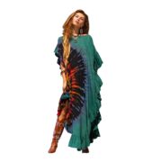 Handmade Tie Dye Maxi Kaftan Dress: Boho Festival Cotton Cover Up - Ema - Image 9