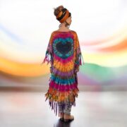 Celestial Heart Tie-Dye Poncho Dress: Boho Fringe Kaftan Cover-Up - Arlo - Image 7