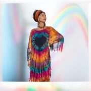 Celestial Heart Tie-Dye Poncho Dress: Boho Fringe Kaftan Cover-Up - Arlo - Image 8