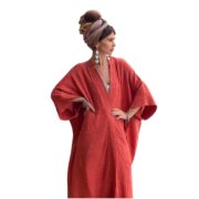 Handmade Cotton Kimono Robe: Plus Size Boho Duster, Canyon Clay - Willow - Image 10