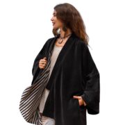 Raven Black Velvet Kimono Jacket: Plus Size Boho Duster Coat - Mei - Image 10
