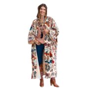 Velvet Kimono Duster: Floral Boho Maxi Coat, Plus Size - Mai - Image 9