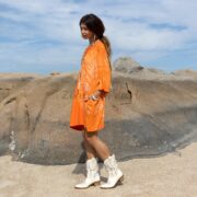 Handmade Tie-Dye Tunic Dress: Plus Size Cotton Boho Kaftan - Galaxy - Image 2