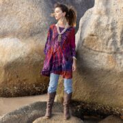 Handmade Galaxy Tie Dye Tunic Dress: Oversized Cotton Boho Top