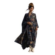 Handcrafted Cotton Canvas Kimono Duster: Celestial Patchwork, Boho Chic - Kosmos - Image 9