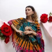 Hand-Tiedye Cotton Poncho: Arlo Fringe Boho Cover-Up - Arlo - Image 10