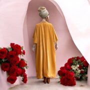 Plus Size Velvet Kimono Duster: Boho Lace Robe - Tuscan Gold - Misty - Image 7