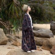 Handmade Bohemian Velvet Kimono Robe: Paisley Duster Coat, Plus Size - Harper Jade - Image 2