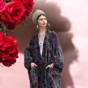 Handmade Bohemian Velvet Kimono Robe: Paisley Duster Coat, Plus Size - Harper Jade - Image 8