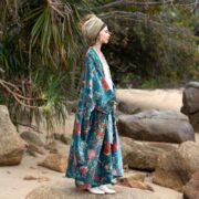 Plus Size Velvet Kimono Robe: Boho Floral Duster Coat - Harper Jade - Image 2