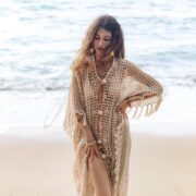 Plus Size Crochet Kimono Duster: Boho Fringe Cotton Cover-Up - Darlington - Image 4