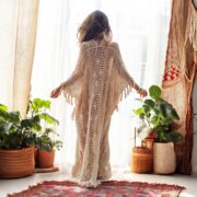 Plus Size Crochet Kimono Duster: Boho Fringe Cotton Cover-Up - Darlington - Image 8