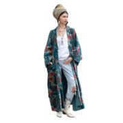Plus Size Velvet Kimono Robe: Boho Floral Duster Coat - Harper Jade - Image 9