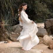 Raw Cotton Boho Wedding Dress: Open Back Tiered Maxi Gown - Stella - Image 4
