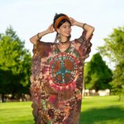 Mystic Tie-Dye Peace Symbol Kaftan Dress – Plus Size Boho Festival Tunic - Image 8