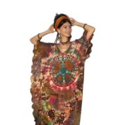 Mystic Tie-Dye Peace Symbol Kaftan Dress – Plus Size Boho Festival Tunic - Image 10
