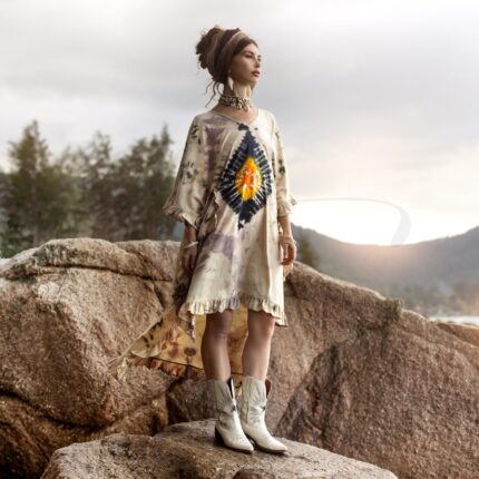 Plus Size Tie Dye Tunic Dress: Boho Beach Cover Up - Cleo