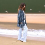 Plus Size Velvet Kimono Jacket: Indigo Floral Boho Duster - Mei - Image 6