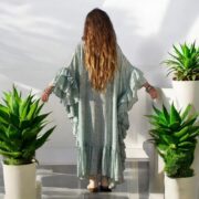 Aqua Breeze Boho Maxi Dress: Rayon Kaftan, V-Neck Festival Dress - Wild Heart - Image 8