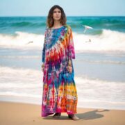 Plus Size Tie Dye Maxi Dress: Cotton Boho Caftan - Euphoria - Image 5