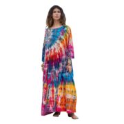 Plus Size Tie Dye Maxi Dress: Cotton Boho Caftan - Euphoria - Image 9