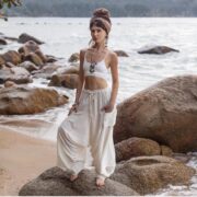 Boho Harem Pants: Plus Size Cotton Gauze Yoga Lounge Wear - Ira
