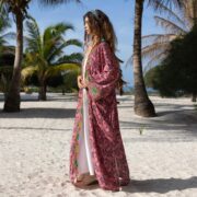 Silky Blend Kimono: Vintage Boho Chic Duster Robe - Helene - Image 2
