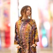 Galaxy Tie-Dye Kimono Top – Gold & Plum Crescent Burst | Plus Size Boho Caftan - Image 8