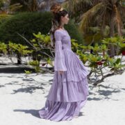 Handmade Lavender Boho Wedding Dress: Smocked Cotton Cottagecore Gown - Mila - Image 2