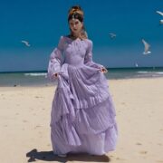 Handmade Lavender Boho Wedding Dress: Smocked Cotton Cottagecore Gown - Mila - Image 7