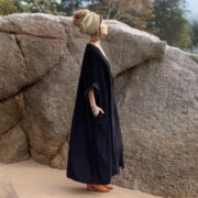 Silky Black Velvet Kimono Duster – Plus Size Boho Lace Maxi Robe | Misty by ZinniaPearl - Image 2