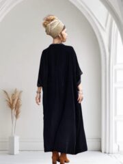 Silky Black Velvet Kimono Duster – Plus Size Boho Lace Maxi Robe | Misty by ZinniaPearl - Image 7