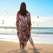 Plus Size Tie-Dye Fringe Kaftan – Handmade Boho Cotton Tunic Dress 1X–3X | Arlo - Image 3