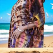 Plus Size Tie-Dye Fringe Kaftan – Handmade Boho Cotton Tunic Dress 1X–3X | Arlo - Image 4