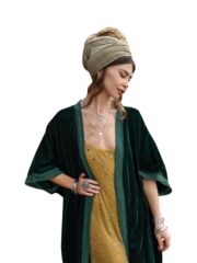 Silky Emerald Velvet Kimono Duster – Plus Size Boho Lace Maxi Robe | Misty by ZinniaPearl - Image 10