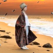 Plus Size Velvet Kimono Duster: Mahogany Ember Bloom Boho Robe - Harper Jade - Image 6