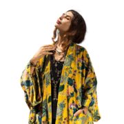 Plus Size Velvet Kimono Duster: Canary Garden Boho Jacket - Harper Jade - Image 10