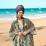 Boho Velvet Kimono Duster: Plus Size Elysian Sage Floral Coat - Harper Jade - Image 10