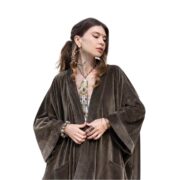 Plus Size Velvet Kimono Duster: Boho Chic Antique Moss Wrap - Harper Jade - Image 10
