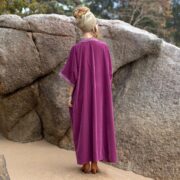 Plus Size Velvet Kimono Duster: Boho Lace Robe, Handmade Jacket - Misty - Image 3