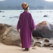 Silky Velvet Kimono Robe – Dusky Rose Boho Duster Jacket | Mai by ZinniaPearl - Image 3