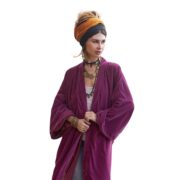 Silky Velvet Kimono Robe – Dusky Rose Boho Duster Jacket | Mai by ZinniaPearl - Image 10
