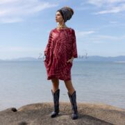 Garnet Galaxy Sunburst Tie Dye Tunic | Plus Size Boho Mini Dress