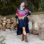 Handmade Tie-Dye Cotton Tunic: Boho Rainbow Kaftan Dress - Cleo