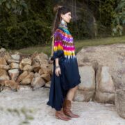 Handmade Tie-Dye Cotton Tunic: Boho Rainbow Kaftan Dress - Cleo - Image 2