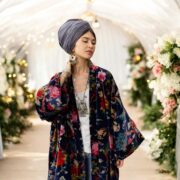 Plus Size Velvet Kimono Robe: Starlit Petals Boho Duster - Harper Jade - Image 8