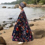 Plus Size Velvet Kimono Robe: Starlit Petals Boho Duster - Harper Jade - Image 2