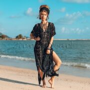 Myko Cotton Hand Crochet Kaftan Tunic Dress Pullover Beach Coverup Festival Summer Dress Handmade