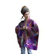Quilted Silk Kimono Jacket: Twilight Amethyst Boho Patchwork Robe Mei - Image 10